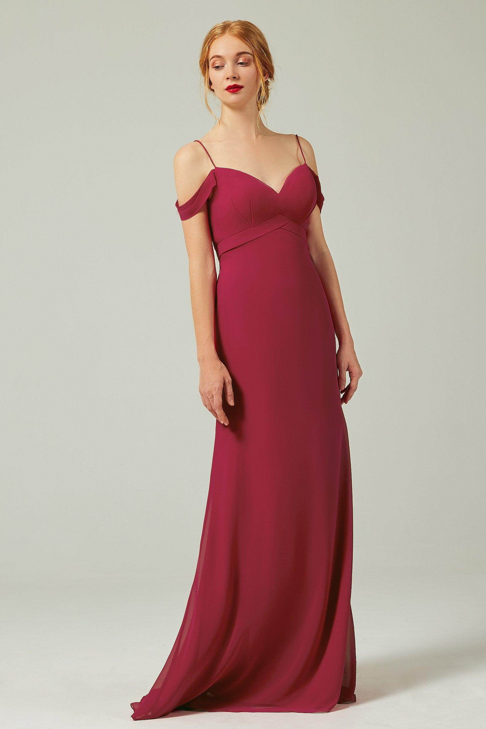 Sheath-Column Floor Length Chiffon Bridesmaid Dress Formal Dresses CB0343 - COCOMELODY